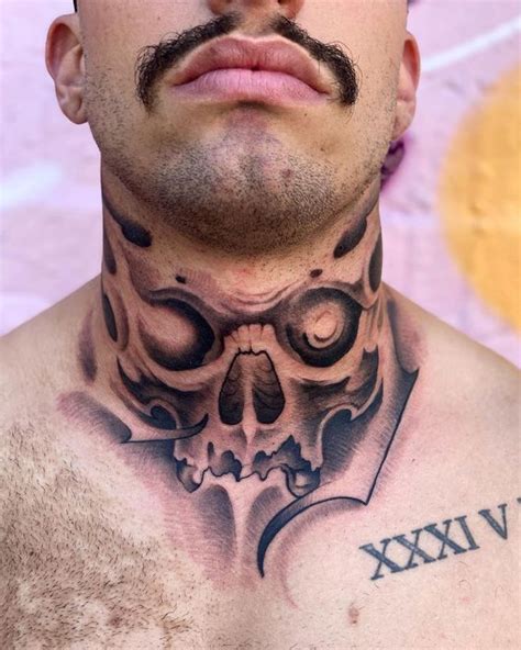 skull neck tattoo|skull neck tattoos for men.